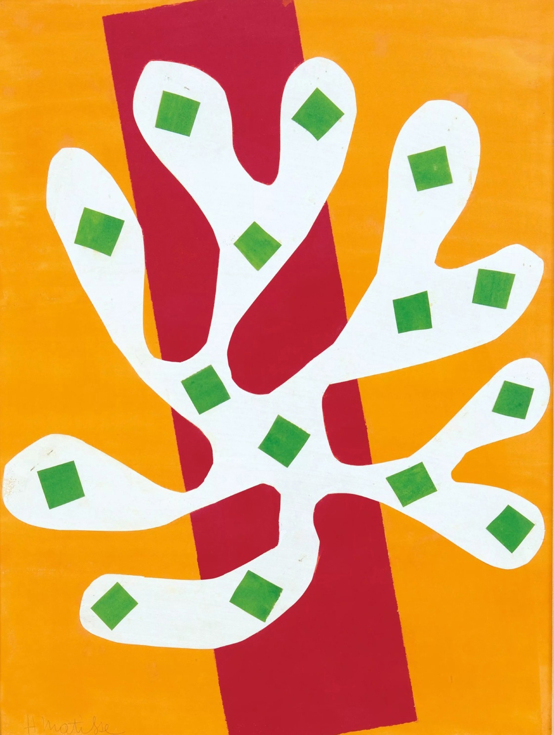 White Alga on an Orange and Red Background, 1947