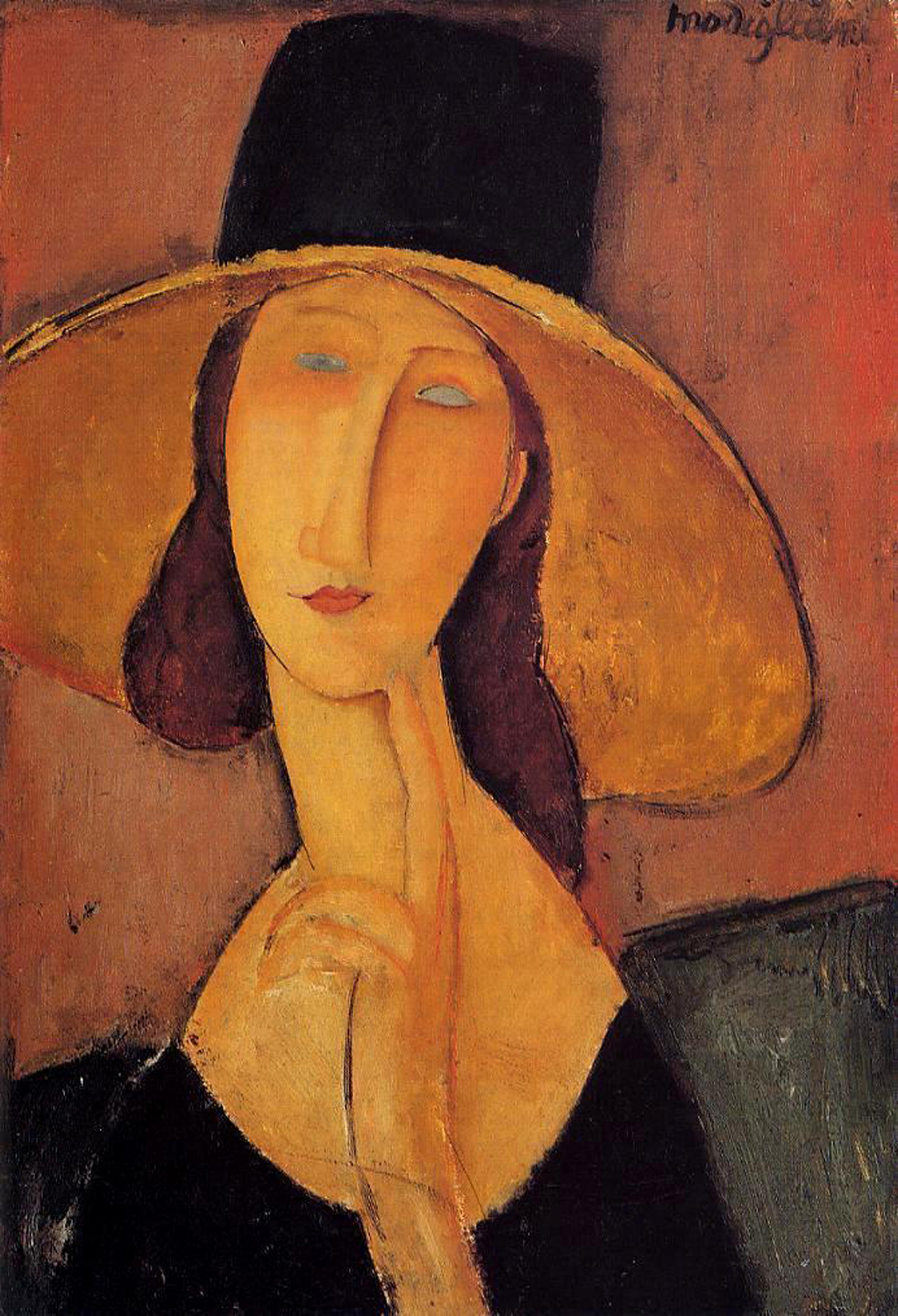Jeanne Hebuterne with a Large Hat, 1918