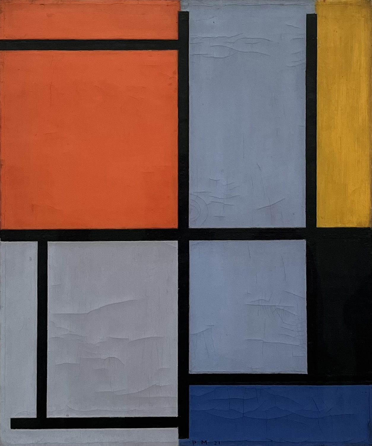 Tableau 3 with Red-Orange, Yellow, Black, Blue and Grey, 1921