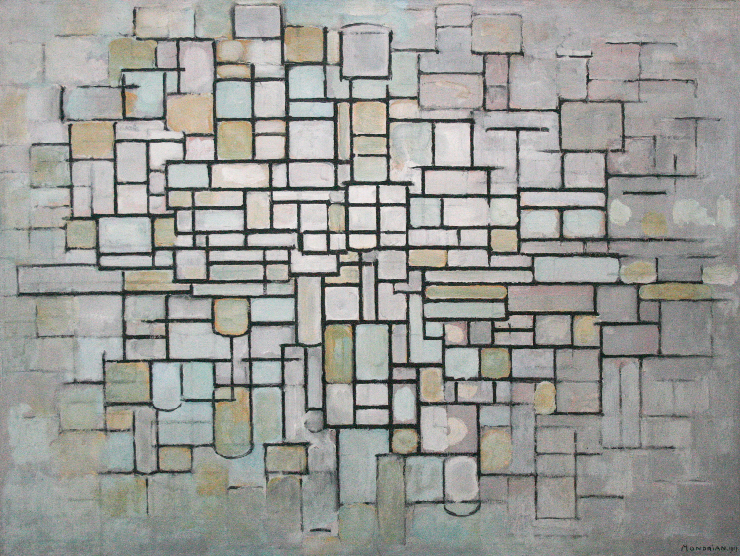 No. 11 - A Painting of Squares and Rectangles on a Gray Background, 1913