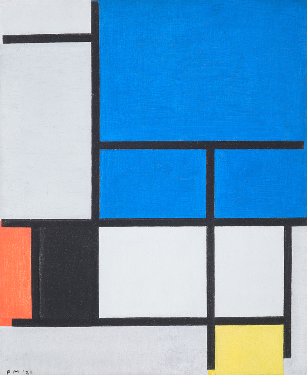 Composition with Large Blue Plane, Red, Black, Yellow, and Gray, 1920