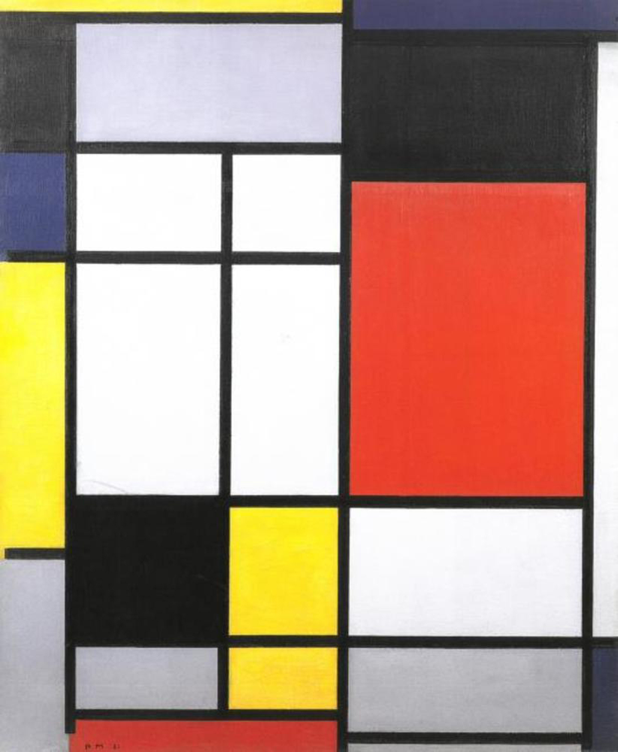 Composition with Yellow, Blue, Black, Red, and Gray, 1920