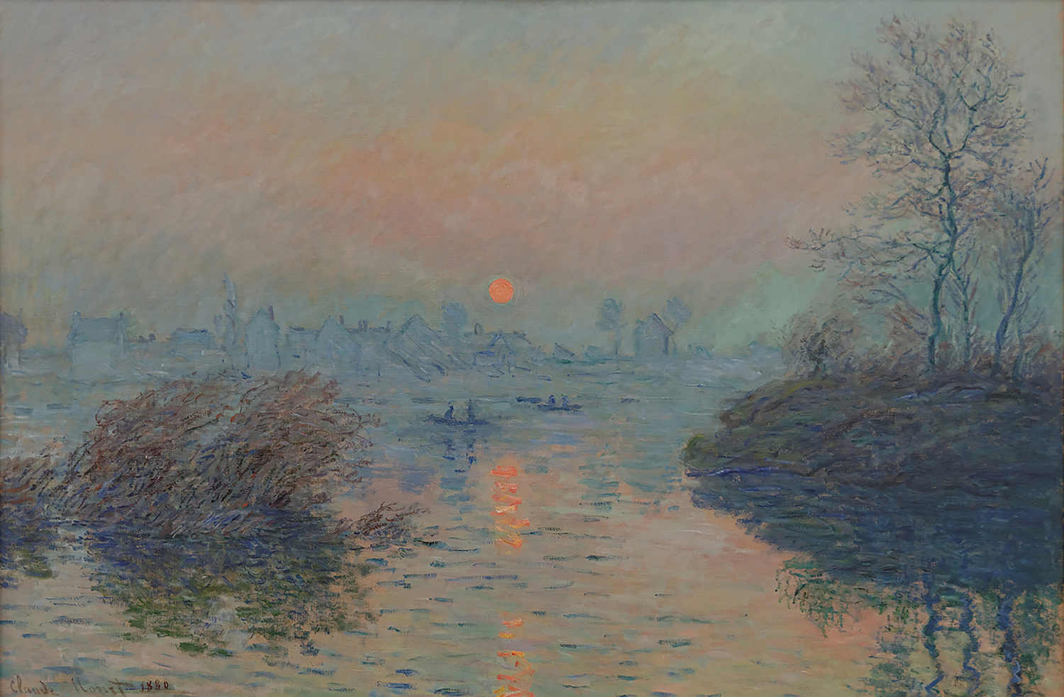 Soleil Couchant Aur La Seine a Lavacourt, Effet d'Hiver, 1880