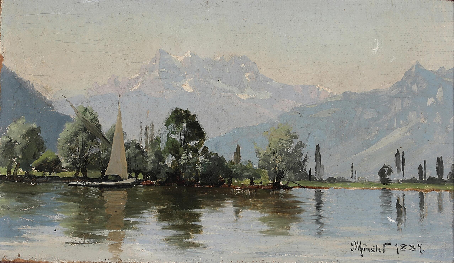 A Swiss Lake with Mountains in the Distance, 1889