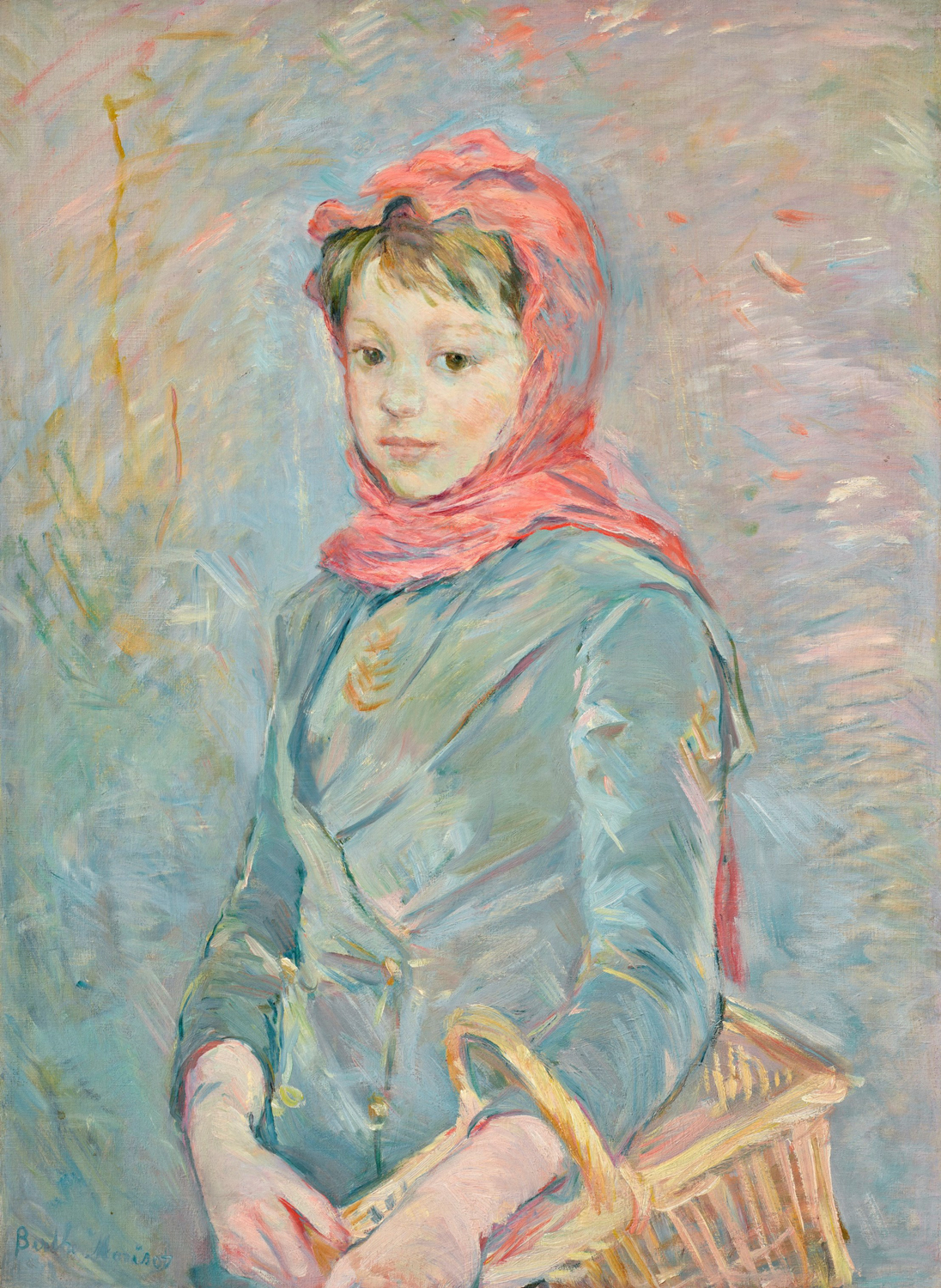 A Young Woman Girl Carrying a Basket, 1888