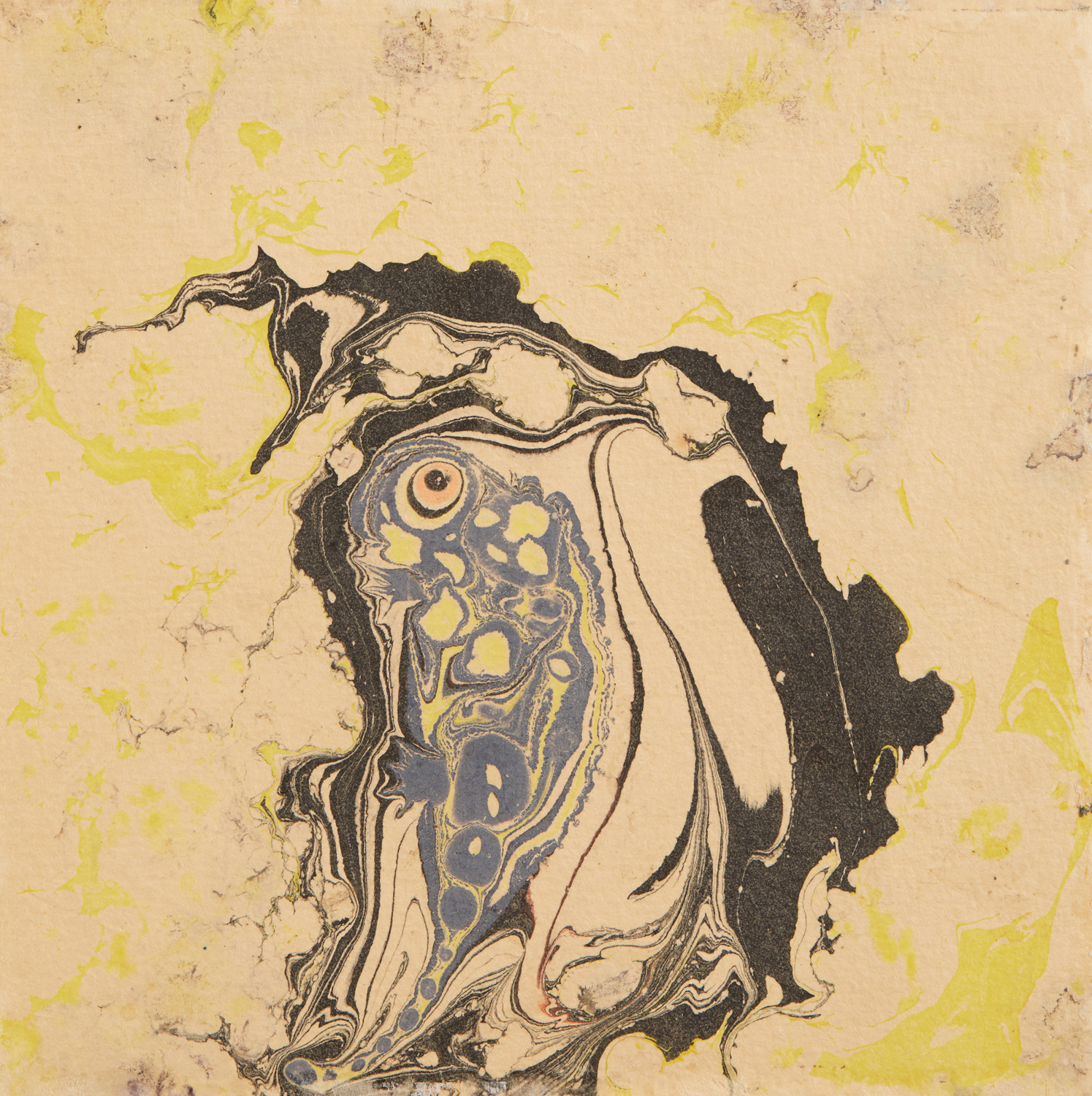 Marbled Paper in Gray, Yellow and Pink, c. 1904