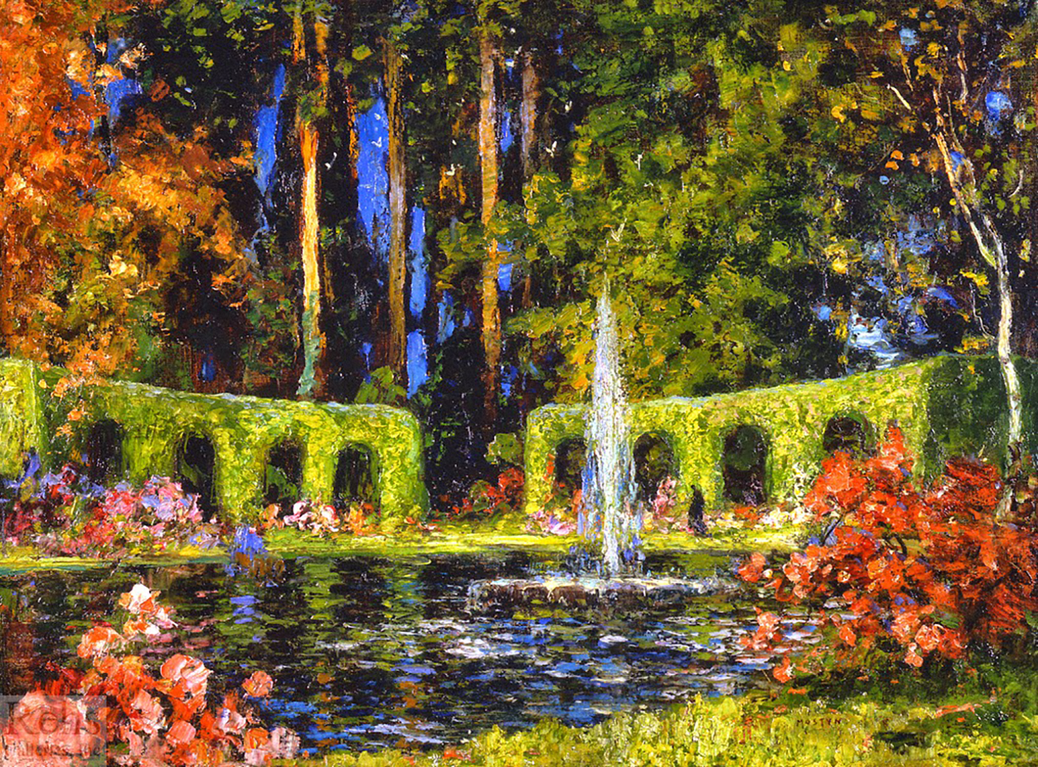 Idyllic Garden with Fountain, undated