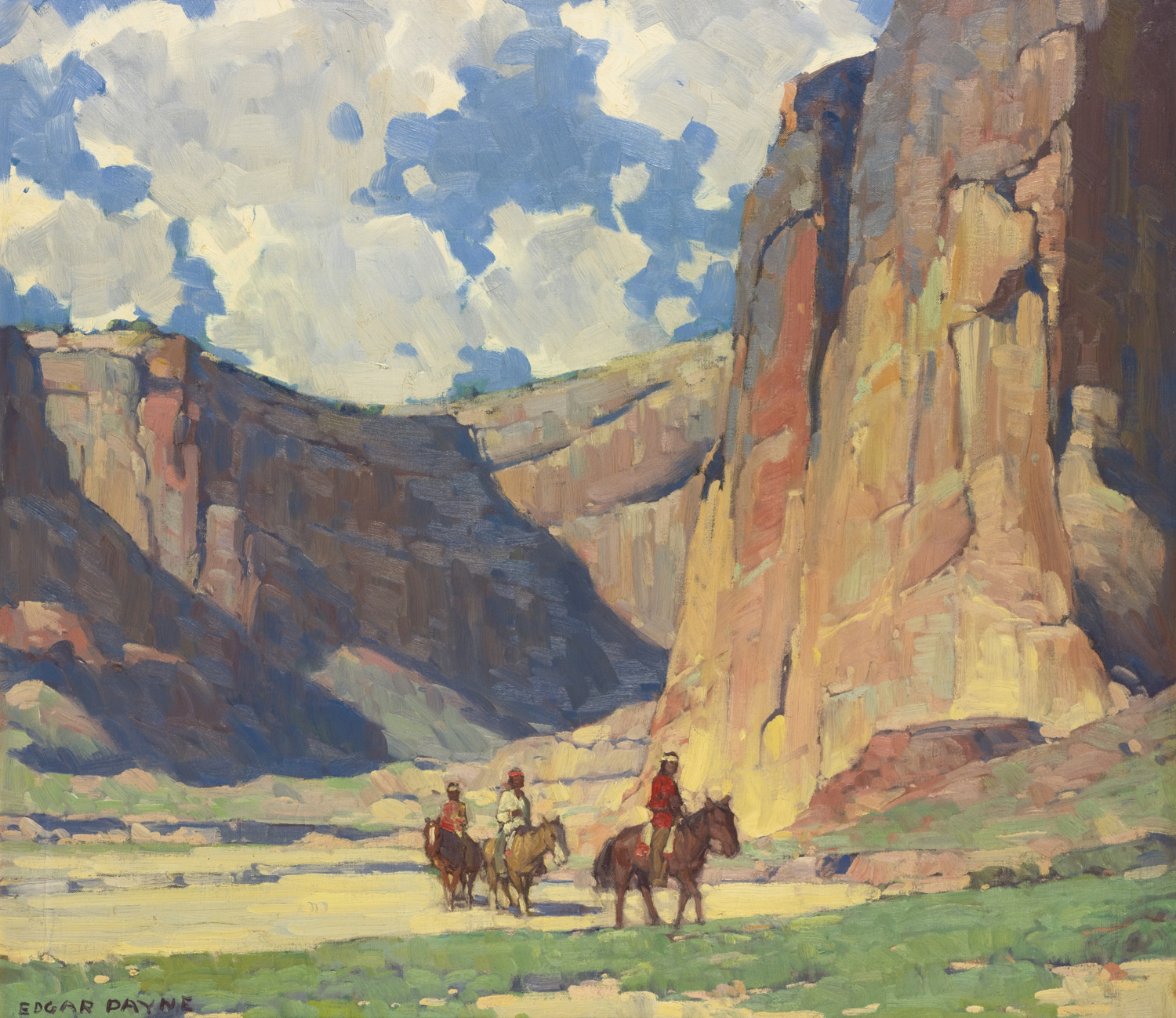 Indians Riding Through Canyon de Chelly