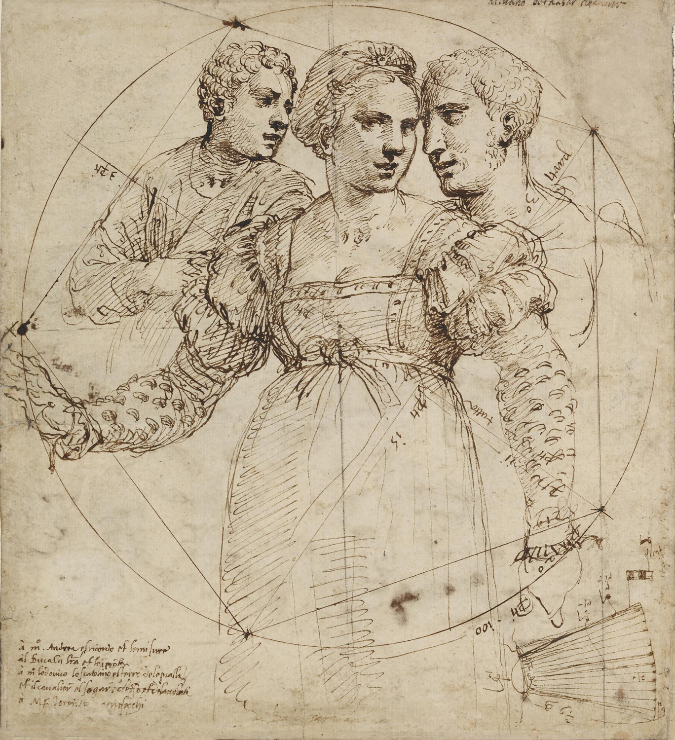 Composition of a Woman and the Head and Shoulders of Two Men, c. 1511