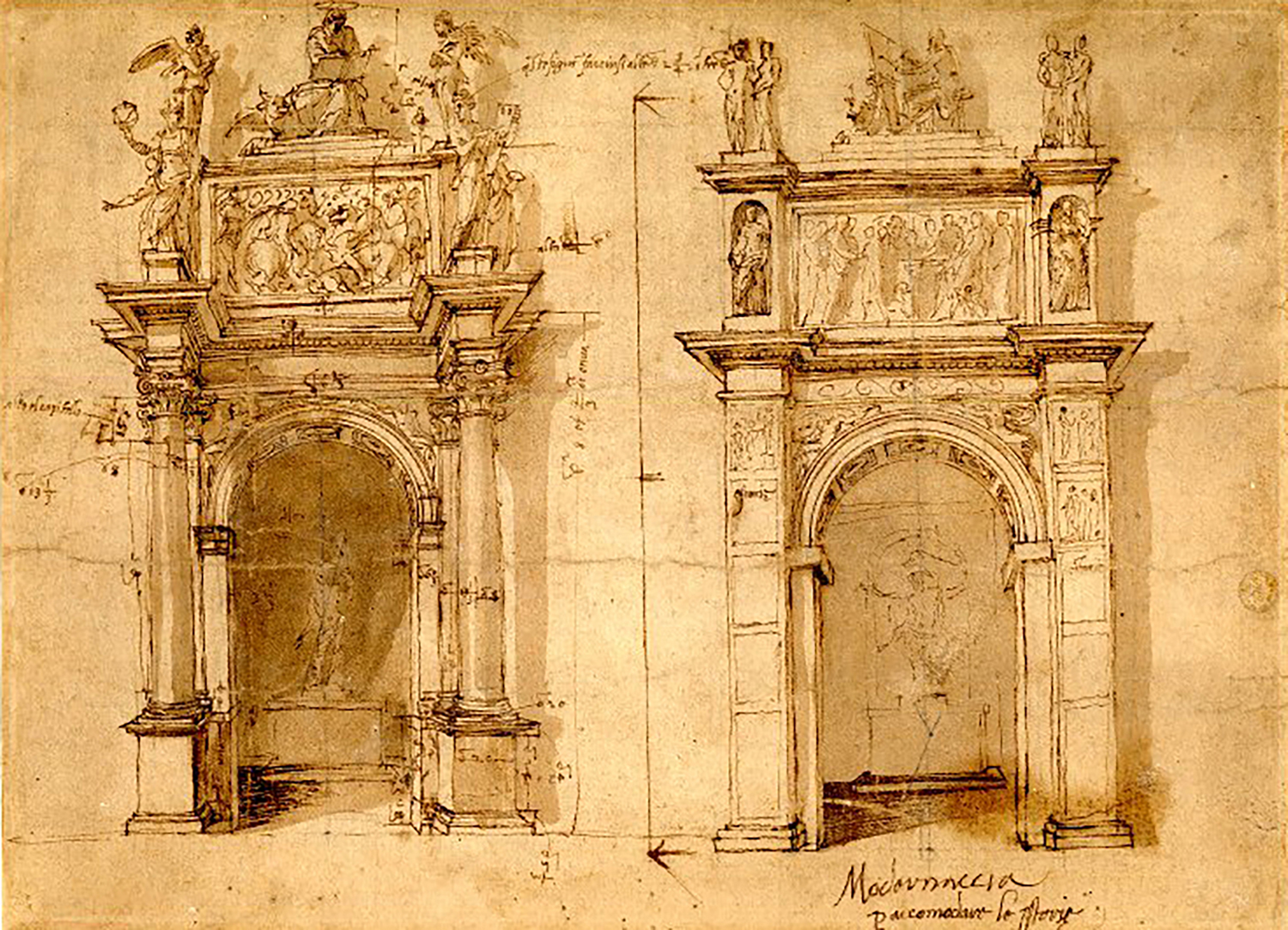 Architectural Drawings for a Facade, c. 1521-23