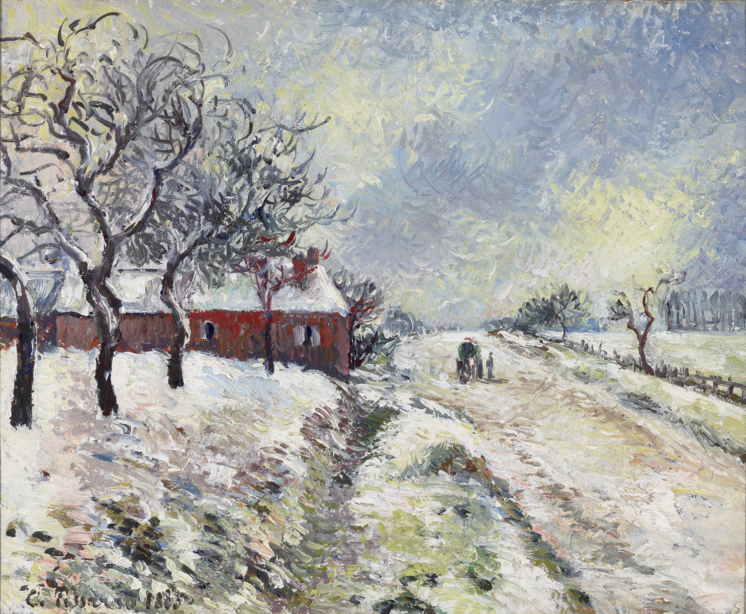 Snowy Street with a House near Eragny, 1885