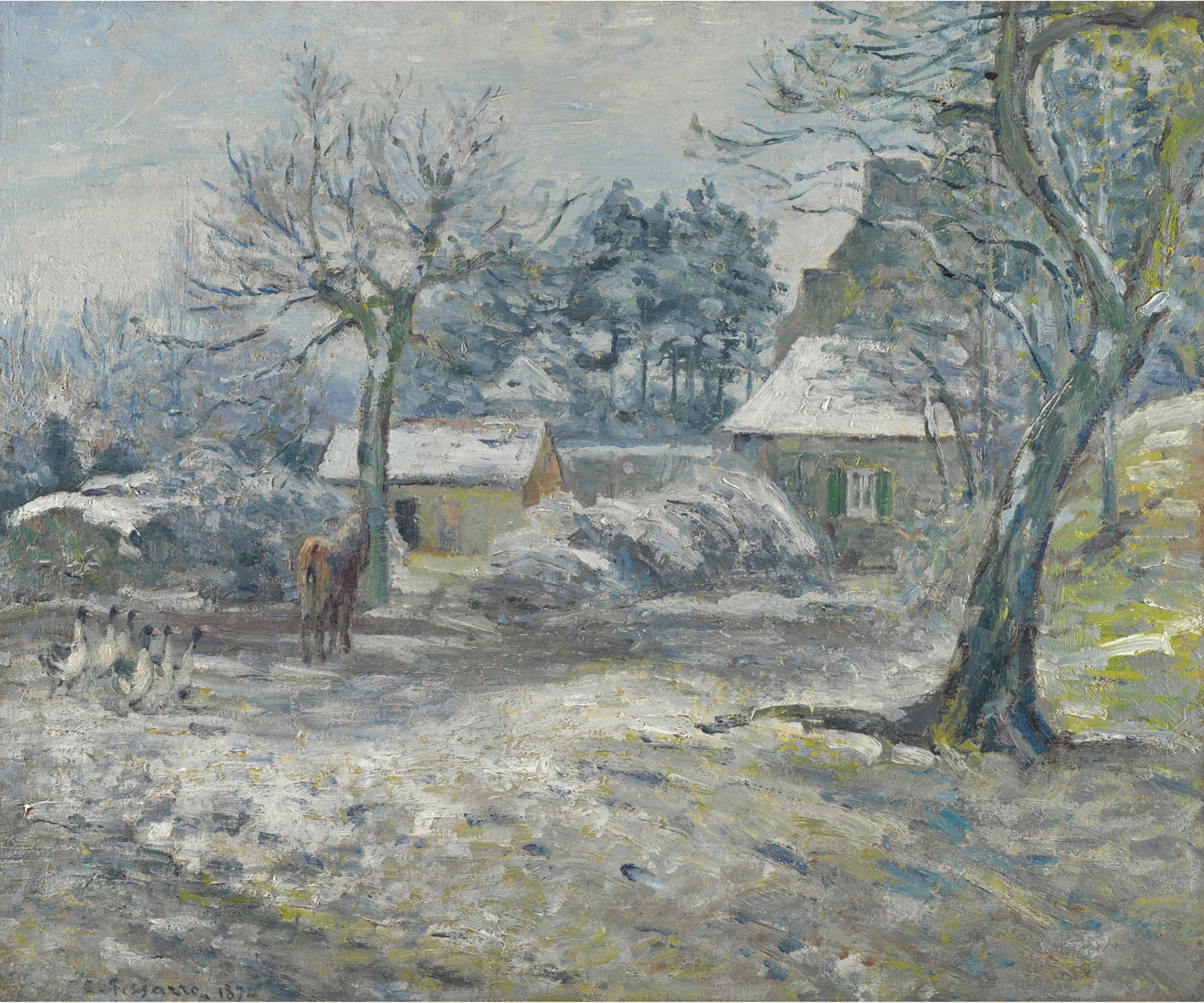 A Farm in Montfoucault,Snow, 1874