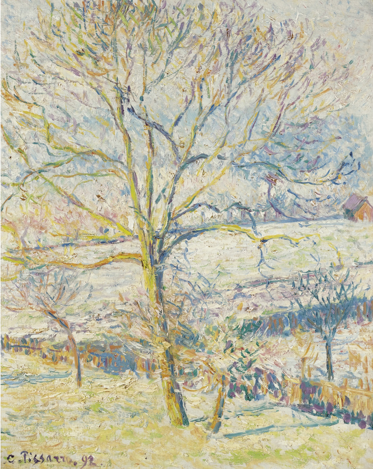 The Large Walnut Tree, White Frost, Eragny, 1892