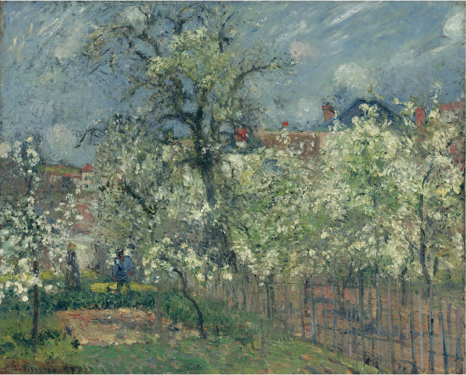 Garden at Maubuisson, Pontoise, Flowering Pear Trees, 1877