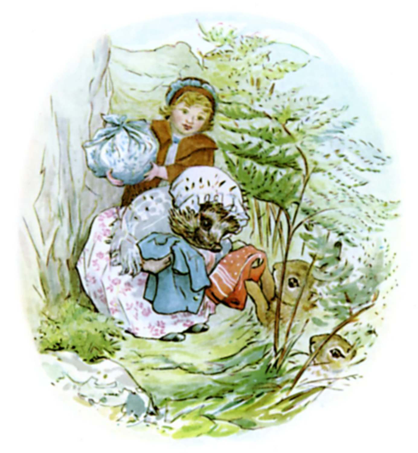 Illustration from children's book, Mrs. Tiggy-Winkle, 1905