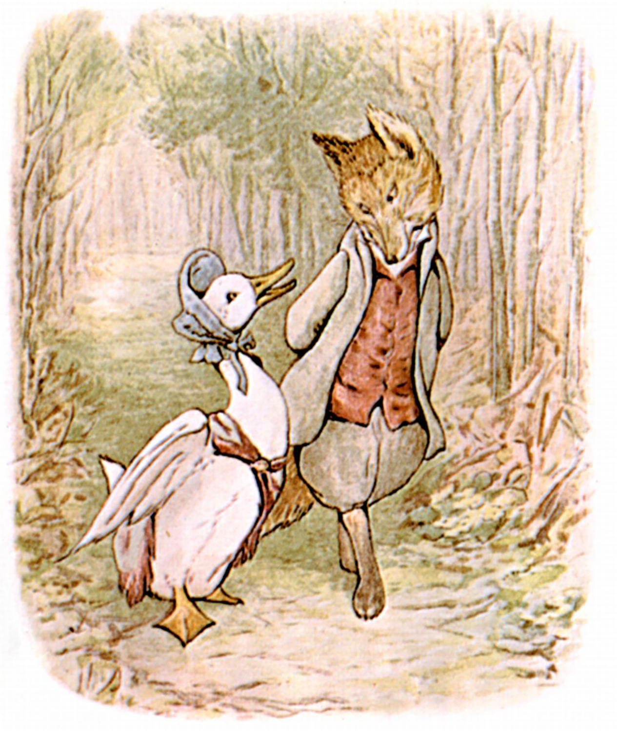 Illustration from children's book The Tale of Jemima Puddle-Duck,1908