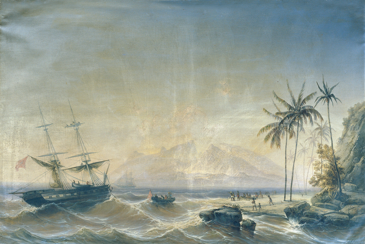 Warship in the South Sea Island