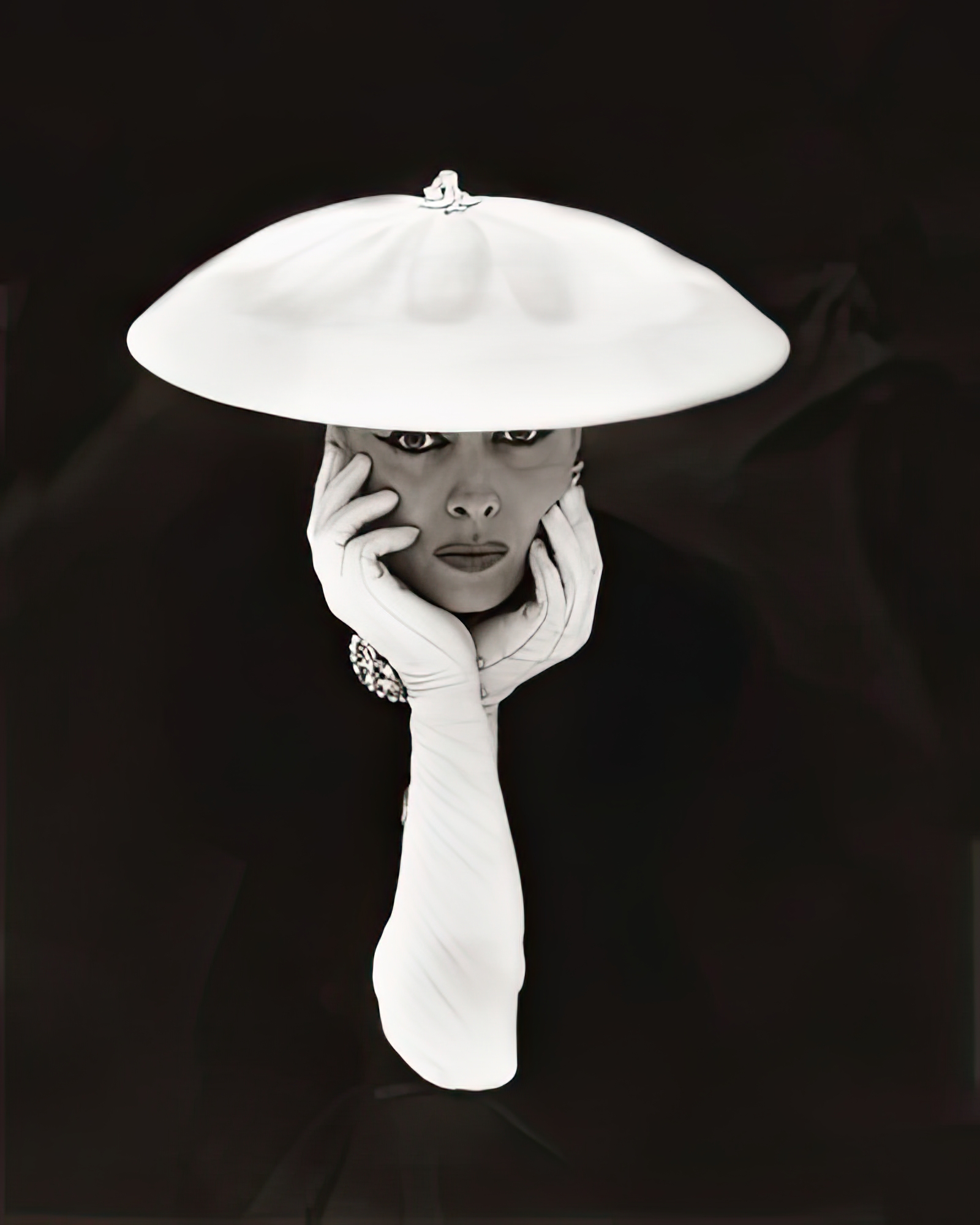 Woman in White Hat and Gloves
