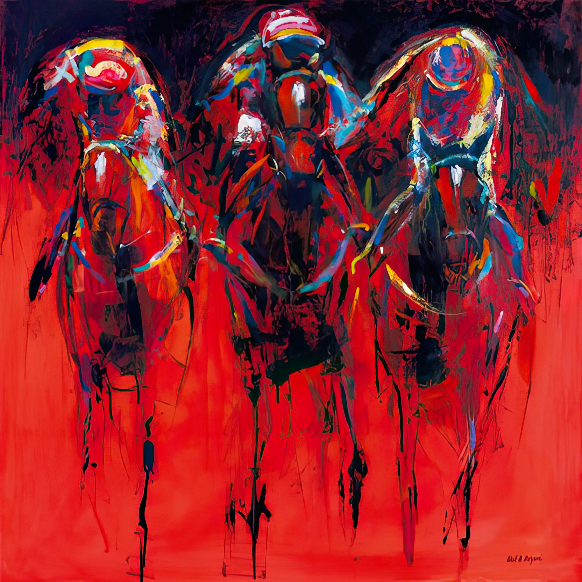 Racehorses - Red