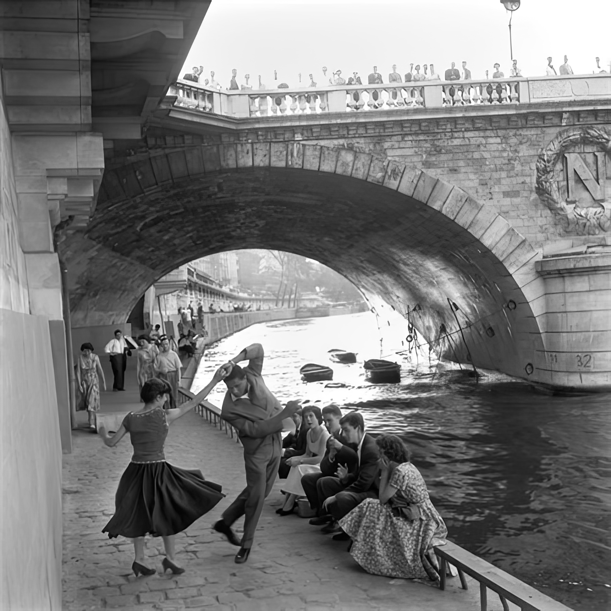 Rock 'n' Roll Dancers on Quays of Paris, River Seine, 1950s
