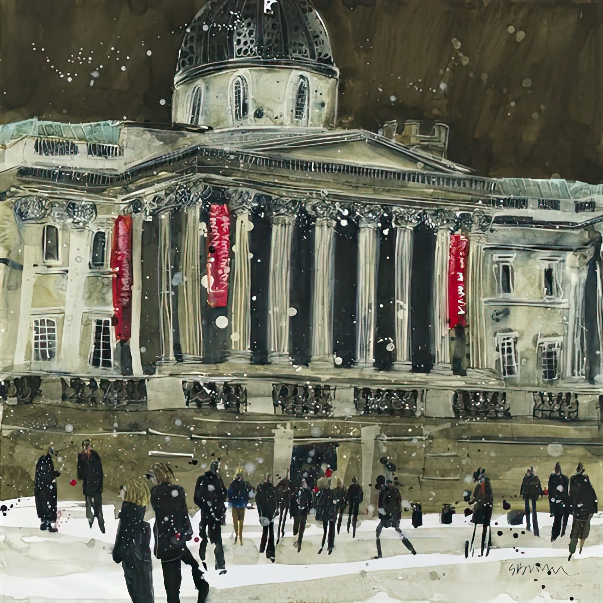 From Trafalgar Square, Facade the National
Gallery, London