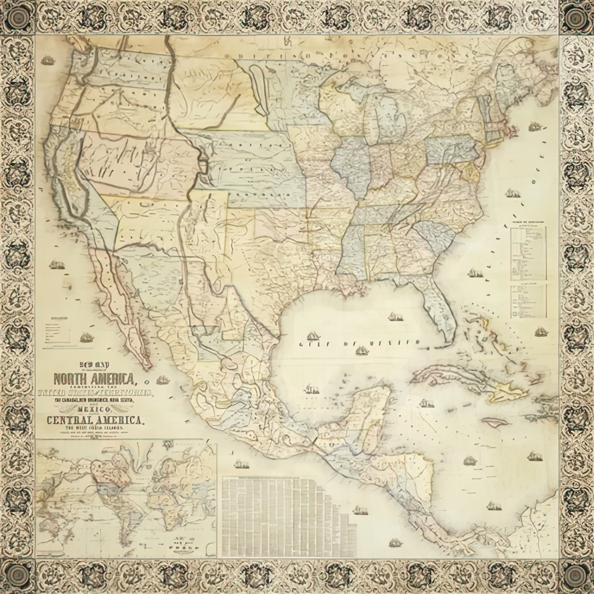 Map of North America, 1853