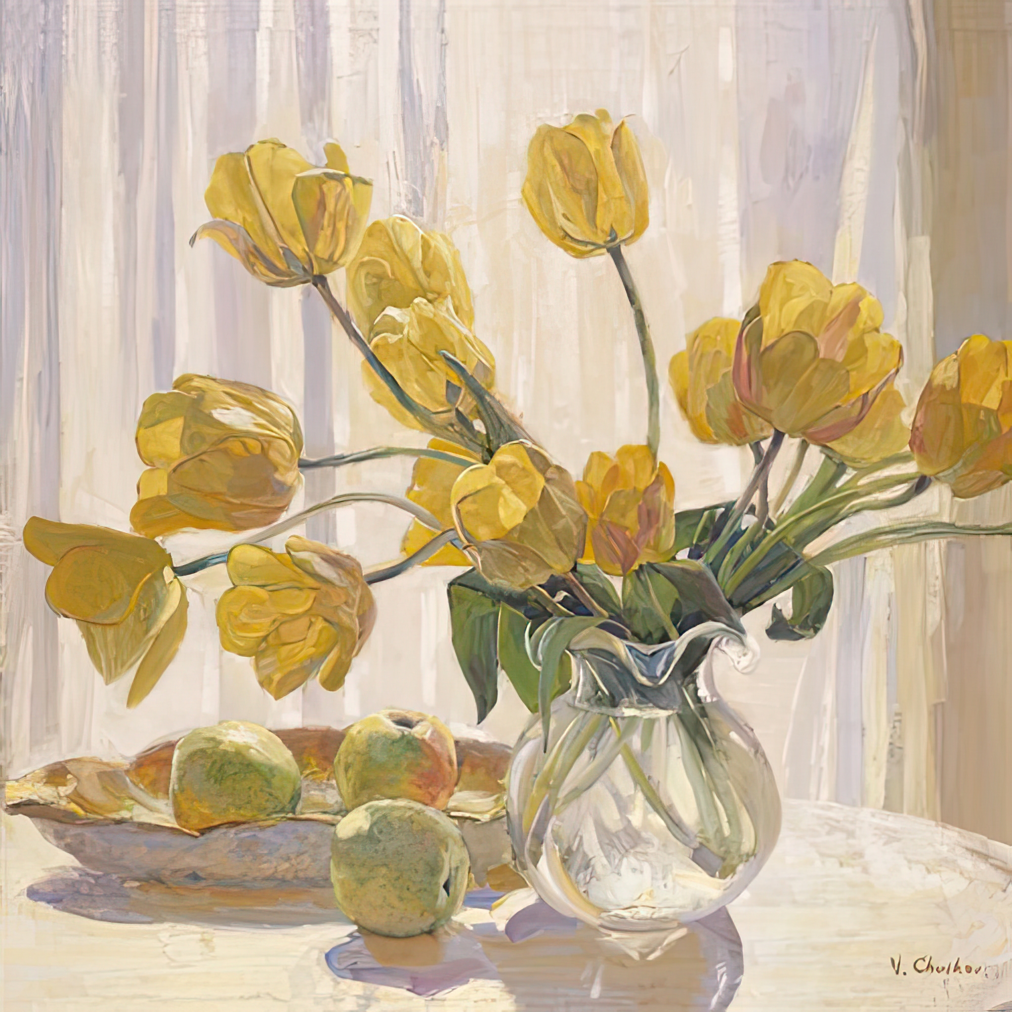 Yellow Tulips and Apples