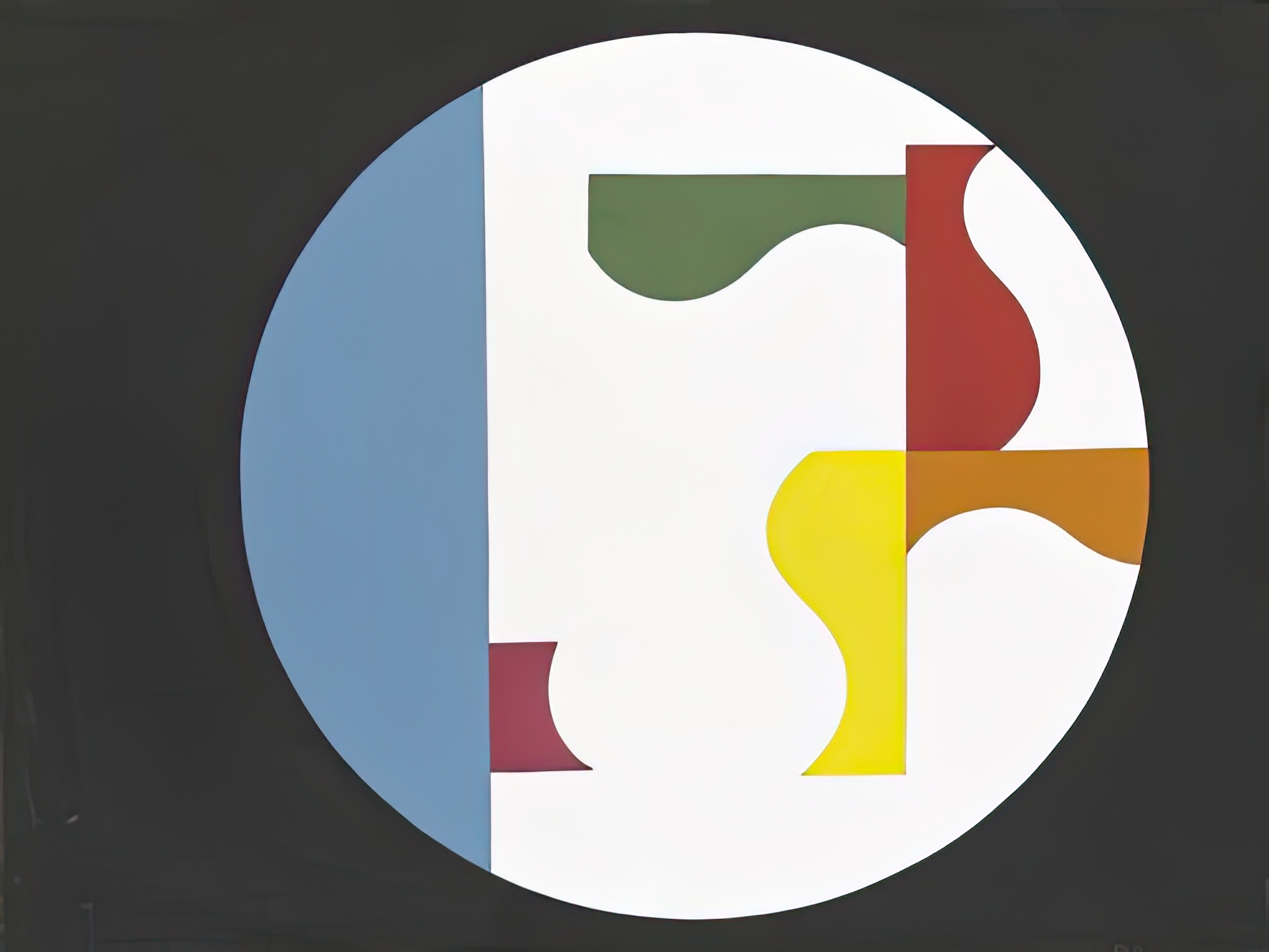 Composition dans un Cercle Blanc sur Fond Noir