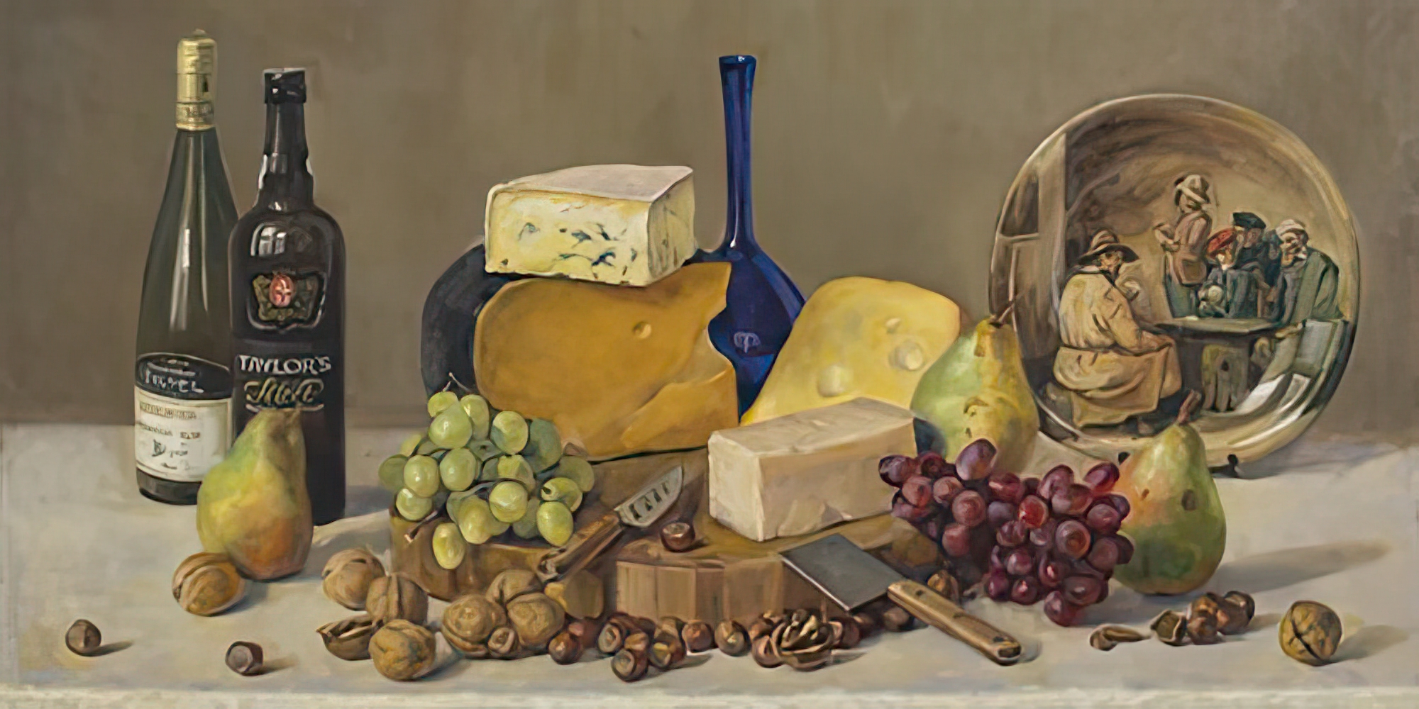 Still Life with Wine and Cheese