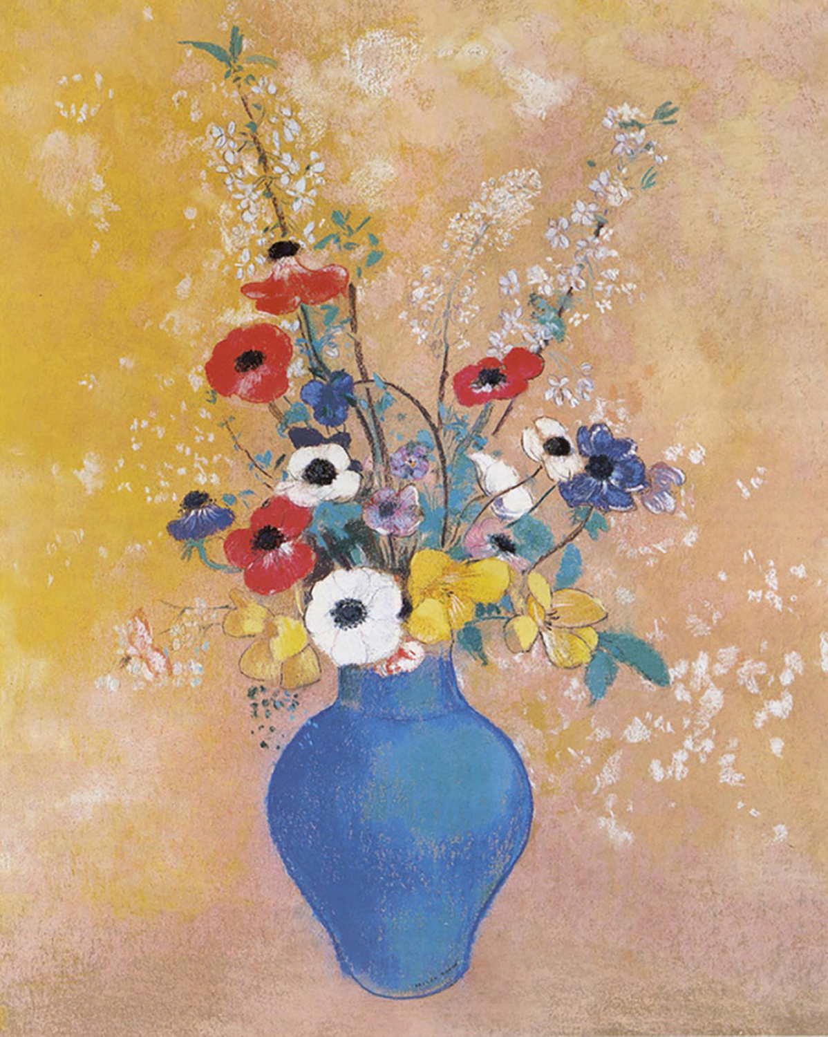 Flowers in a Blue Vase