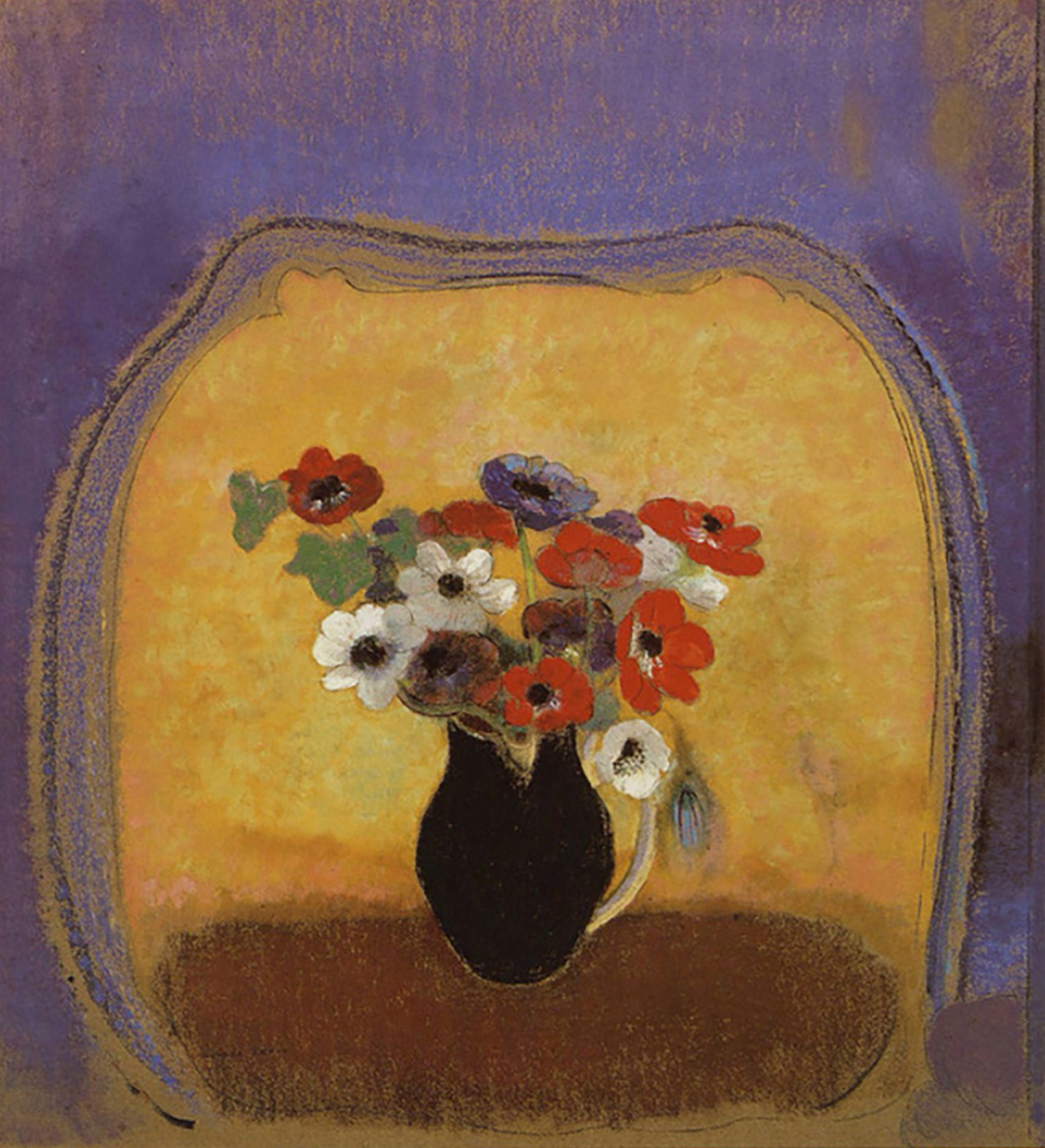 Flowers in a Black Jug