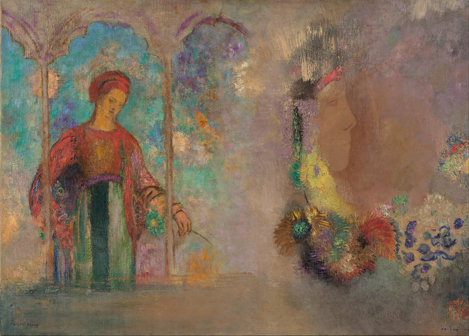 Woman in a Gothic Arcade with Flowers, 1905