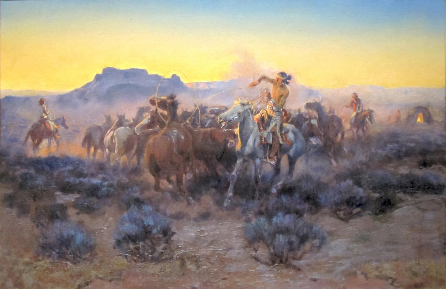 Roping Fresh Mounts, 1918