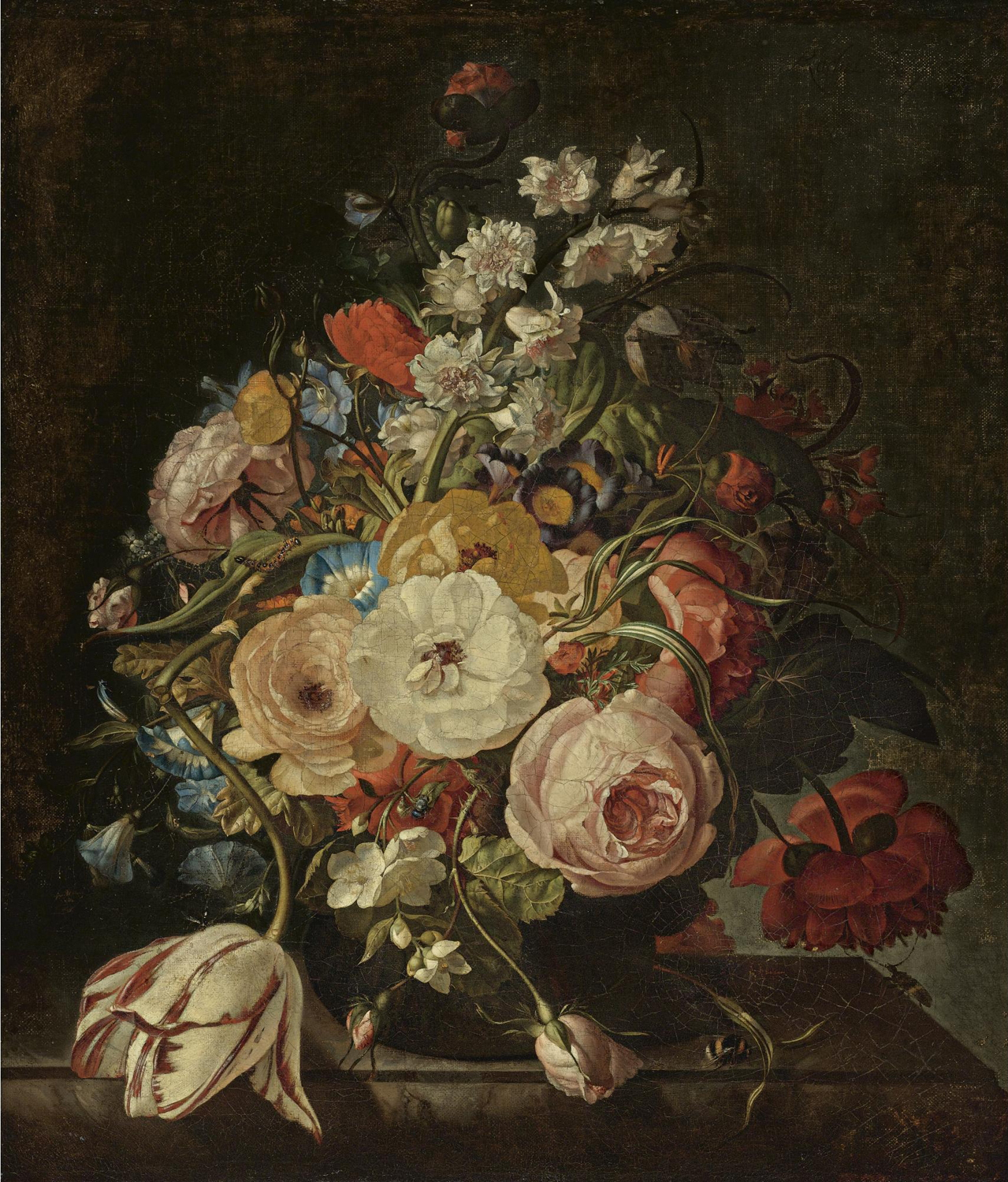 Bouquet of Flowers in a Glass Vase, 1742