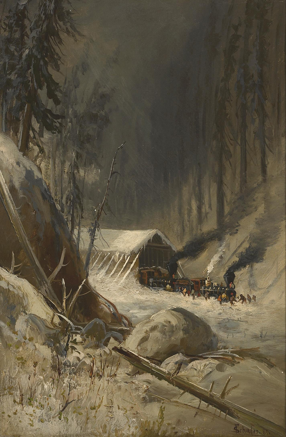 After a Snowstorm in the Sierra Nevada Mountains near Summit Station, Central Pacific Railroad, 1885