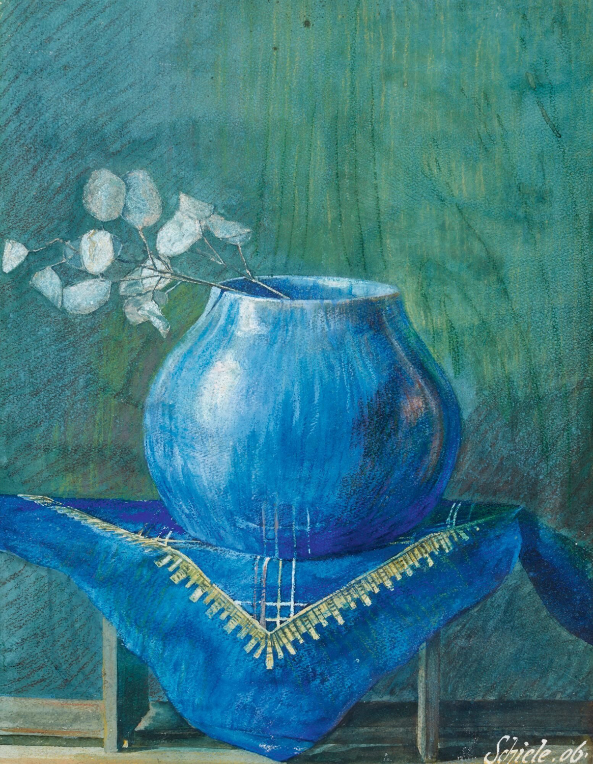 Still Life of a Money Plant Branch in Blue Vase, 1906
