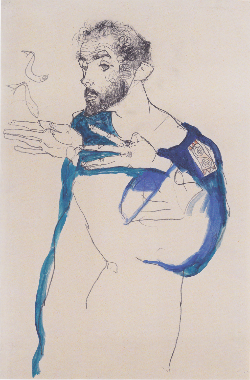 Gustav Klimt in a Blue Painter's Smock, 1913