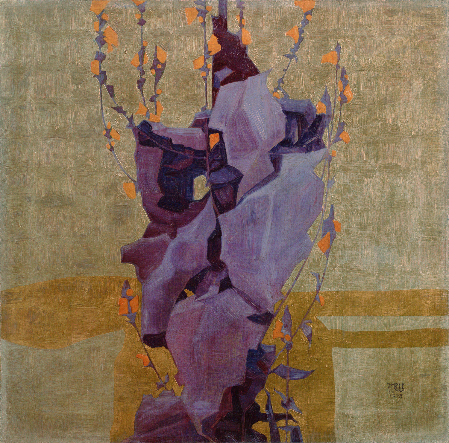 Stylized Flowers in Front of Decorative Background, 1908