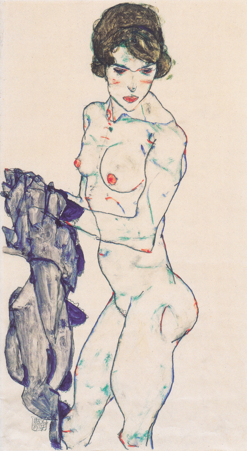 Female Nude Standing with a Blue Cloth, 1914