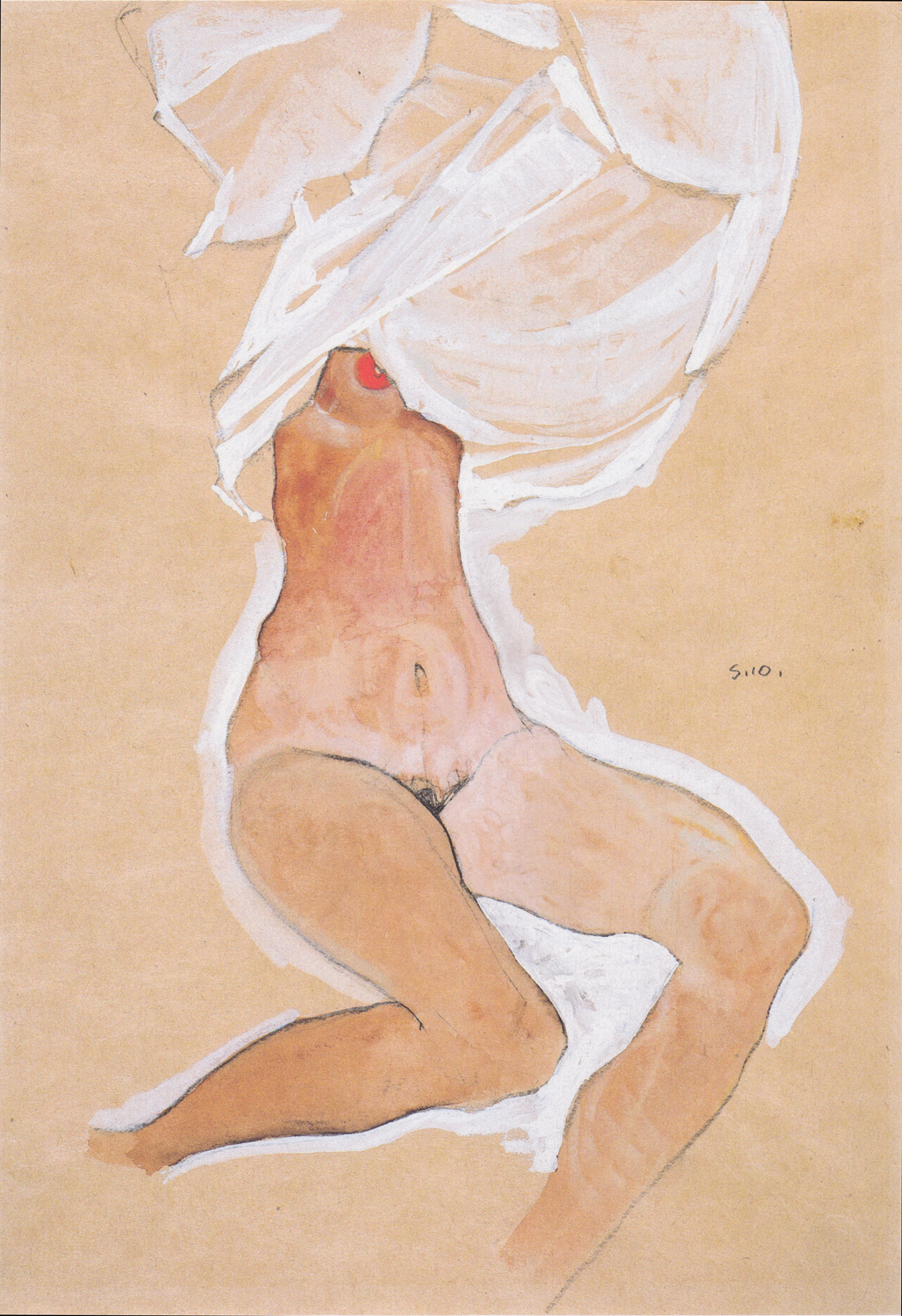 Nude Girl Seated with Shirt over her Head, 1910