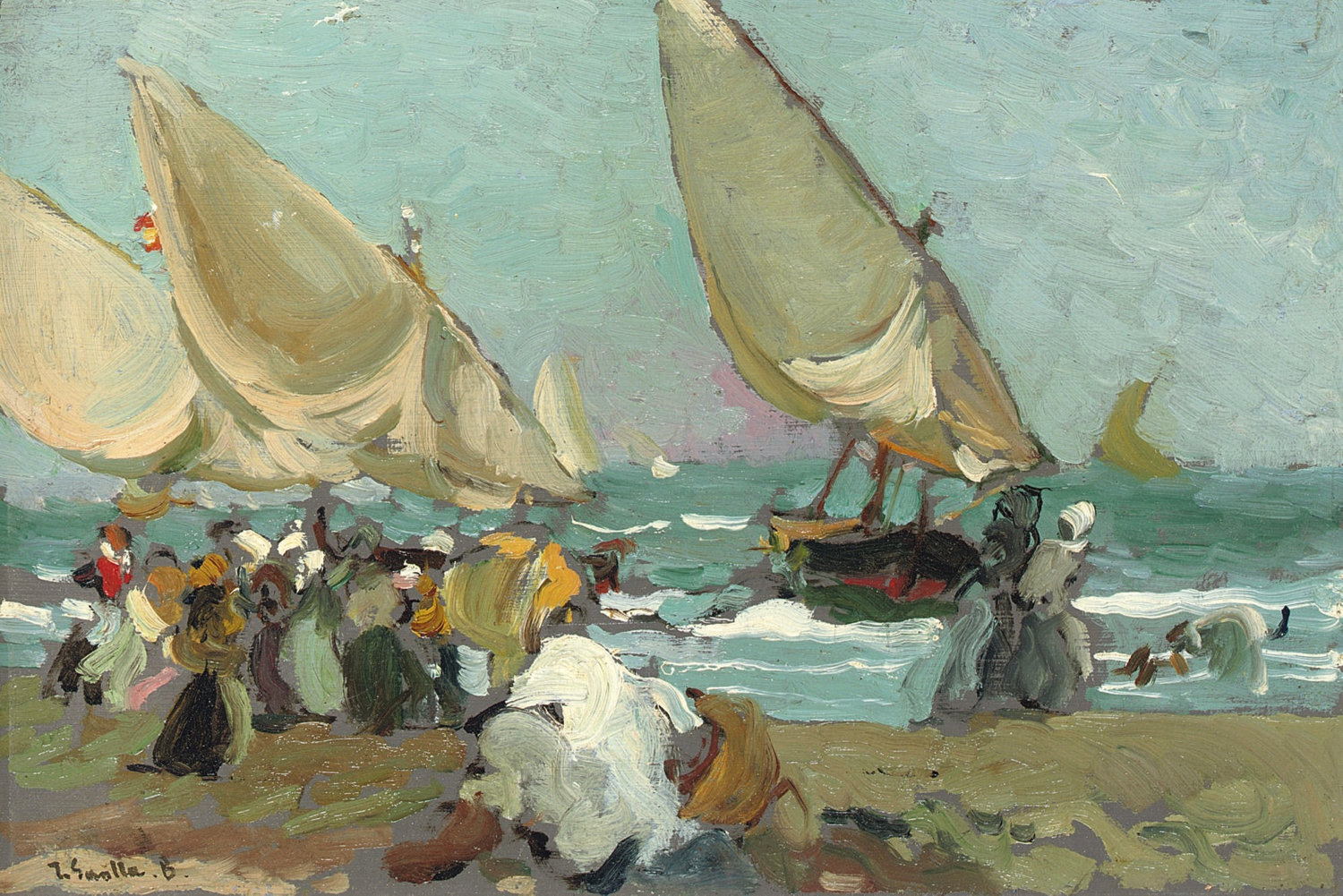 Barcas en la Playa de Valencia, c. 1905-10