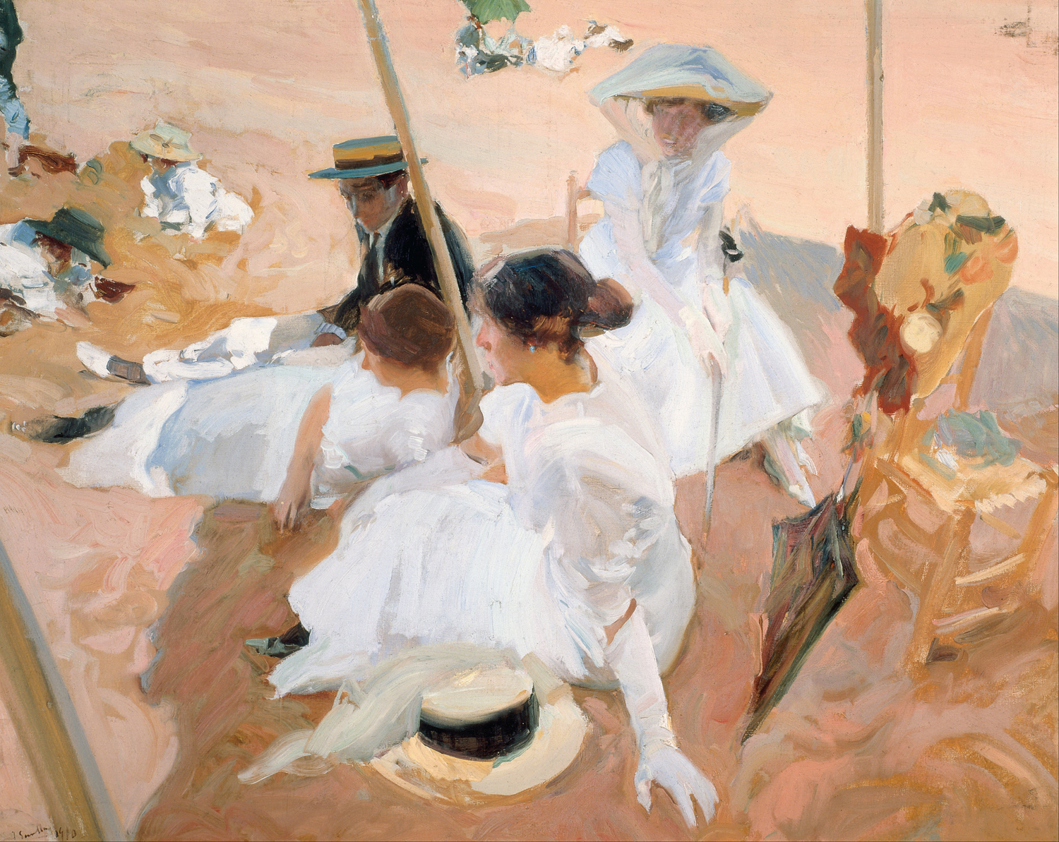Under the Awning on the Beach at Zarauz, 1905