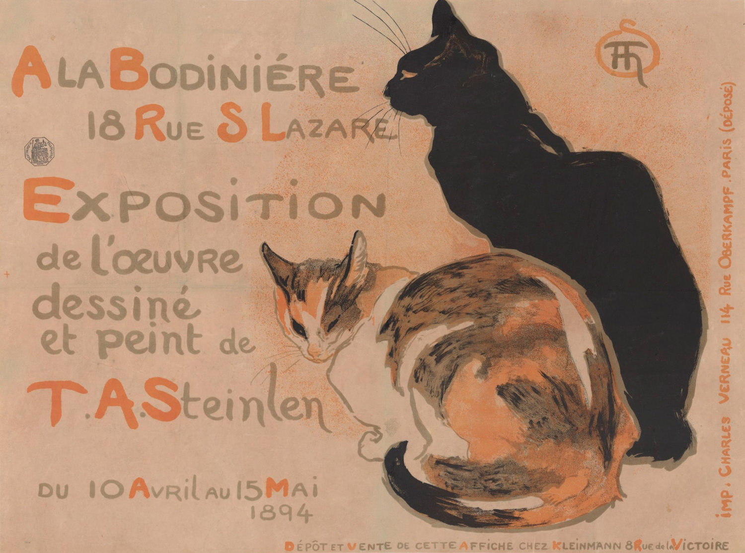 Exposition de l'Oeuvre Dessine et Peint de T. A. Steinlen (Art Exhibit of Drawings and Paintings by T.A. Steinlen), 1894