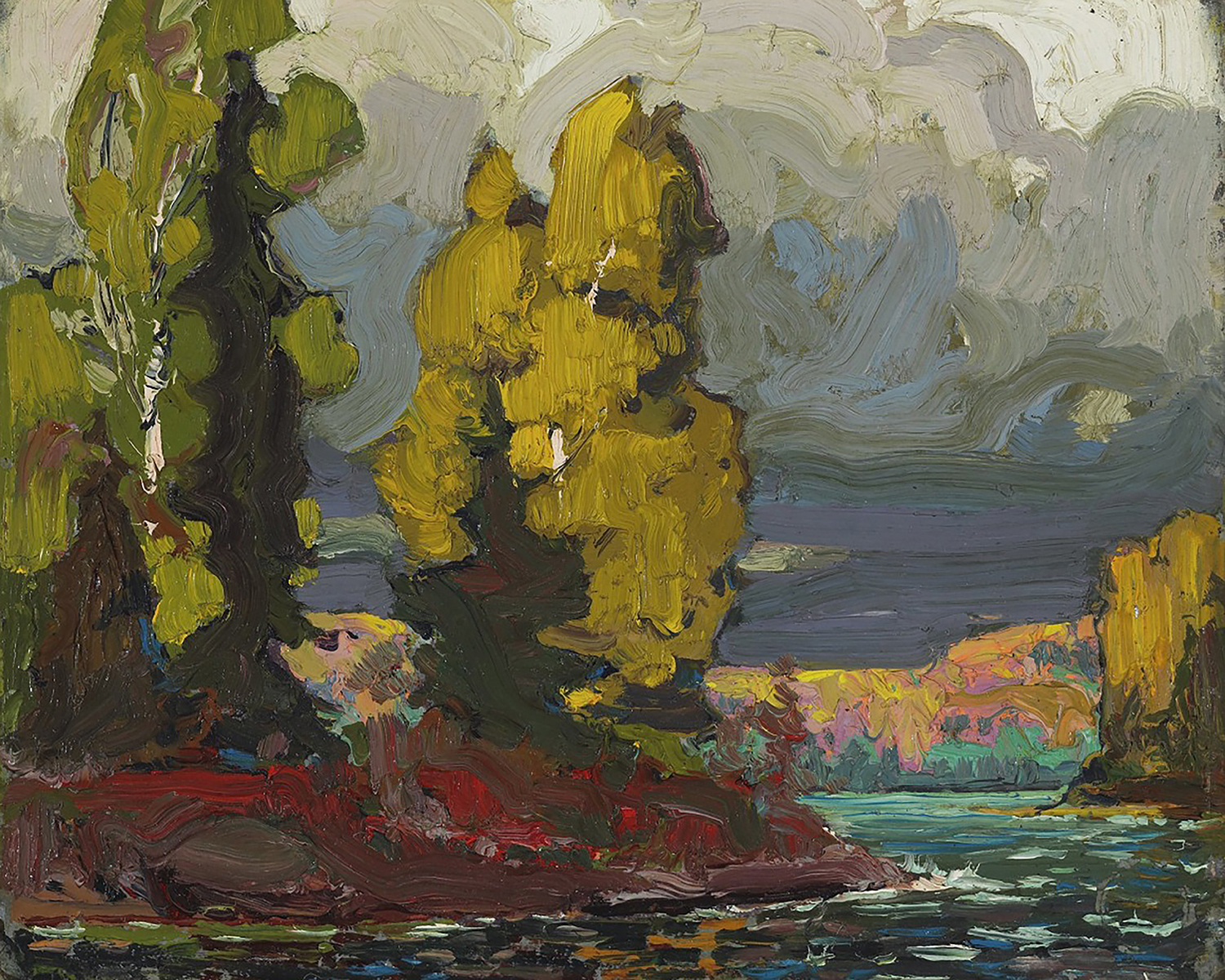 Poplars by a Lake, 1916