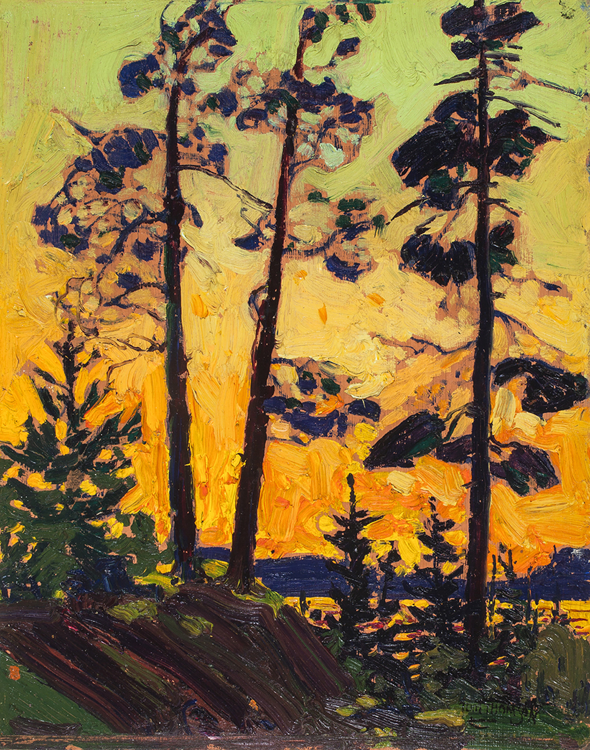 Pine Trees at Sunset, 1915