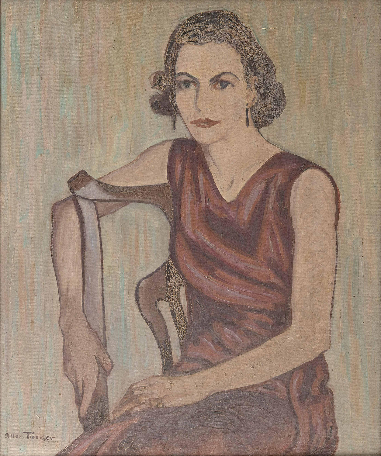 Portrait of a Seated Woman Wearing a Red Dress, mid 1920s