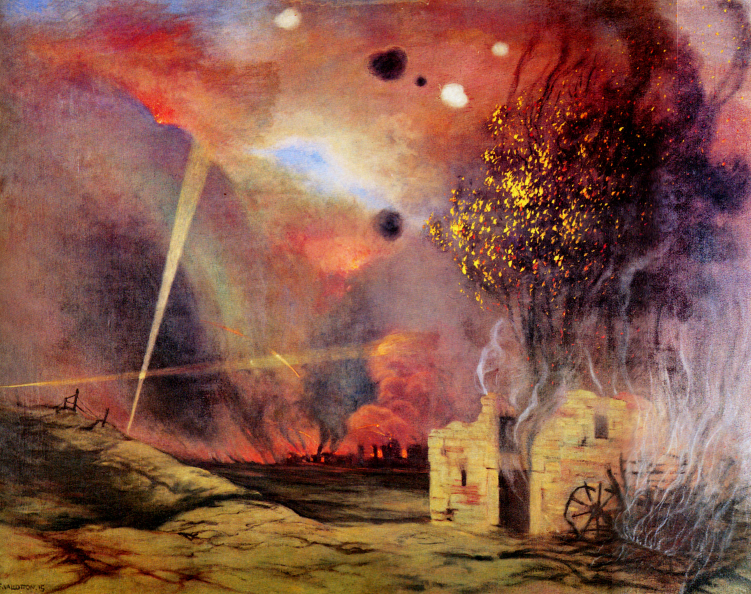 Paysage de Ruinnes et d'Incendies (Landscape with Ruins and Fires), 1915