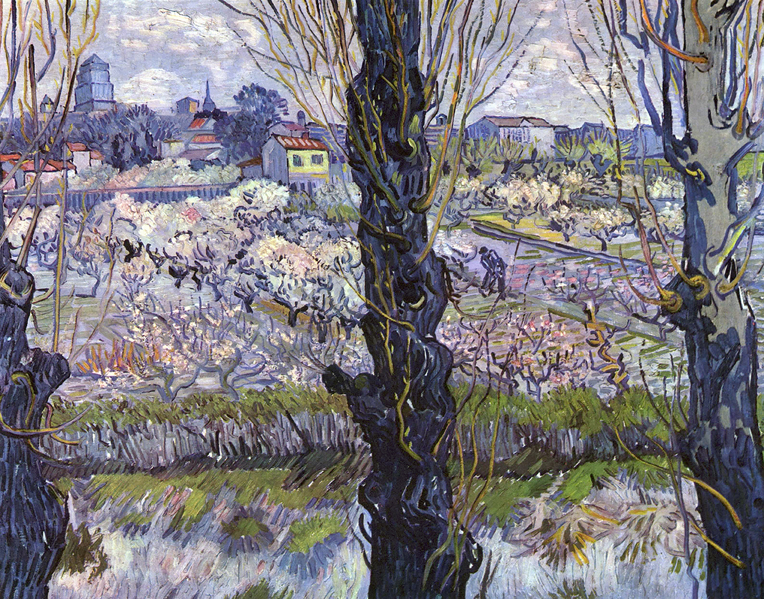 View of Arles, Flowering Orchards, 1889