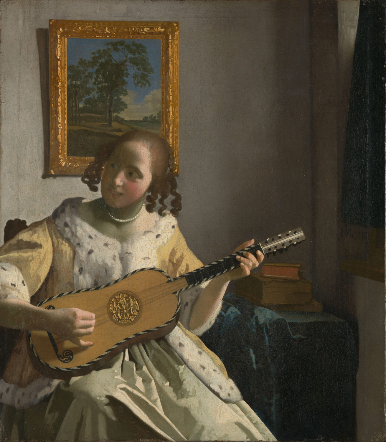 Young Woman Playing a Guitar, c. 1670-72