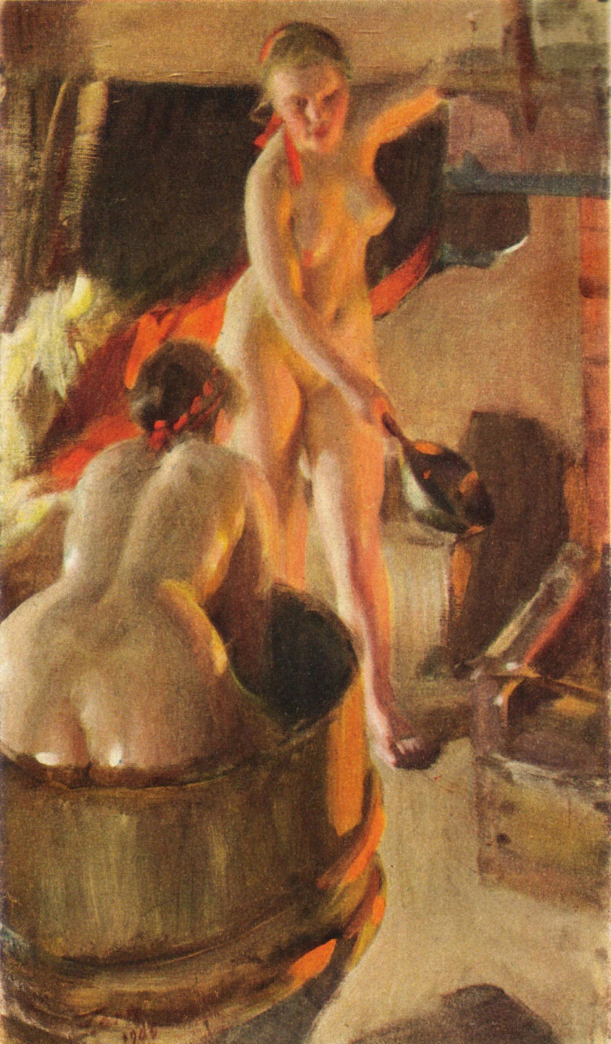 Girls from Dalarna in the Sauna, 1906